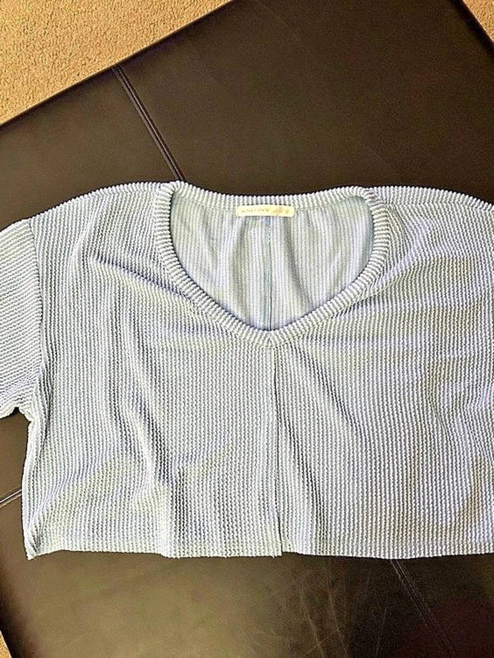 Altard State Ribbed Short Sleeve Crop Top in Blue